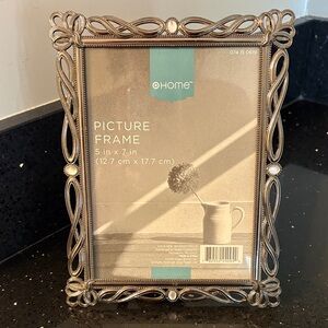 *Silver Scroll Beaded Moonstone Art Deco Nouveau Picture Frame w Glass Bridal